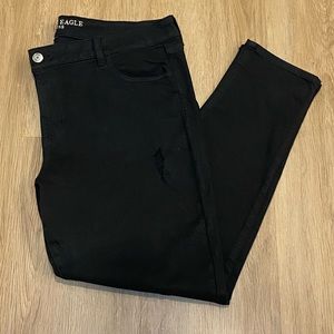 American Eagle Outfitters Black Denim Distressed Super Stretch X Jeggings Sz 20